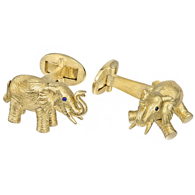 BIELKA Gold Moveable Elephant Cufflinks