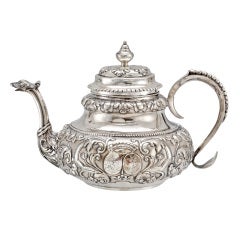 Antique Dutch Silver Tea Pot with Twin Crests