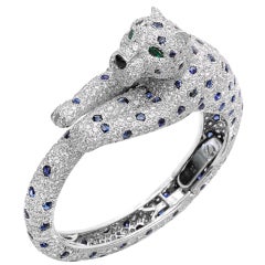 CARTIER Panthére Diamond Sapphire Bangle