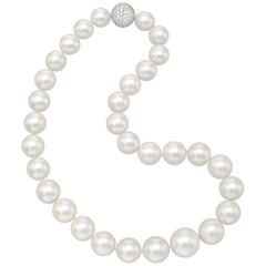 South Sea Pearl Necklace with Pavé Diamond Clasp