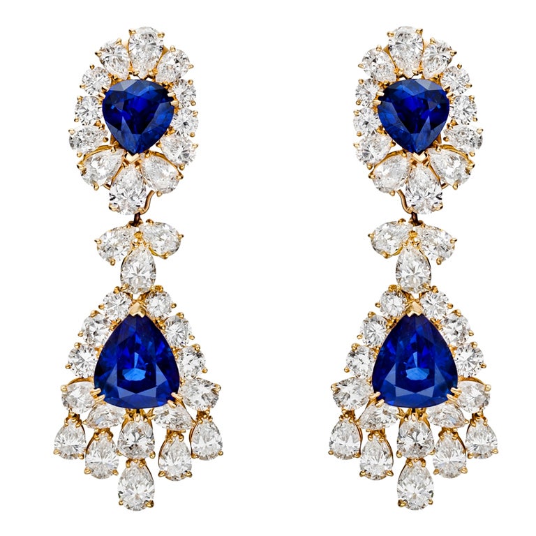 VAN CLEEF & ARPELS Sapphire & Diamond Chandelier Earrings