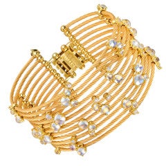 PAUL MORELLI 11-Row Moonstone & Diamond "Wire" Cuff Bracelet
