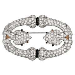 CARTIER Art Deco Rock Crystal & Diamond Brooch