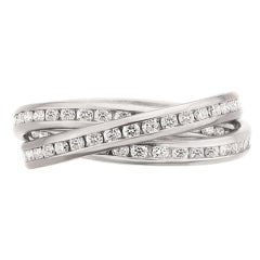 CARTIER Large White Gold & Pavé Diamond 'Trinity' Ring