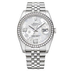 ROLEX Lady
s Stainless Steel Datejust Automatic Wristwatch with Diamond-Set White Gold Bezel