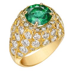 ASPREY Colombian Emerald & Diamond Dress Ring