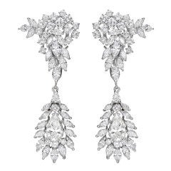 Diamond Cluster Pendant Earrings