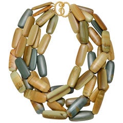 VERDURA Jasper 'Tile' Necklace with Gold Clasp