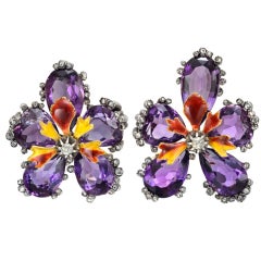 Pair of Antique Amethyst Pansy Brooches