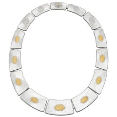 BUCCELLATI "Geminato" Sterling Silver & Gold Panel Necklace