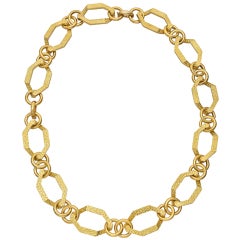 TIFFANY & CO Gold Geometric Link Long Necklace