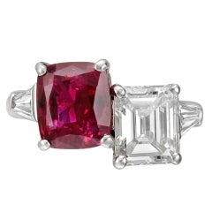 Burmese Ruby & Diamond Twin Ring
