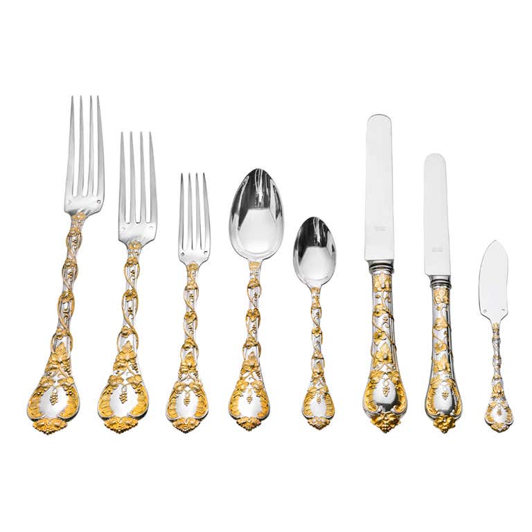 ODIOT Gilded Silver Flatware Set At 1stDibs
