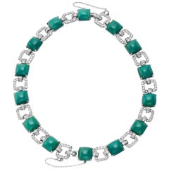 Turquoise & Diamond Necklace/Bracelet Pair