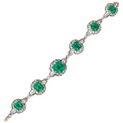 BLACK, STARR & FROST Antique Emerald & Diamond Bracelet 7