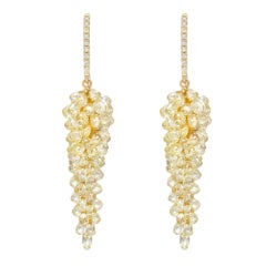 Briolette Yellow Diamond 'Grape' Cluster Drop Earrings