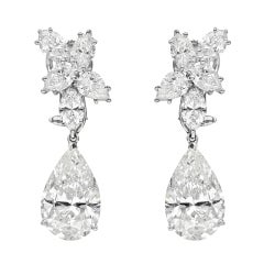 Stunning Pear-Shaped Diamond Drop Cluster Earrings