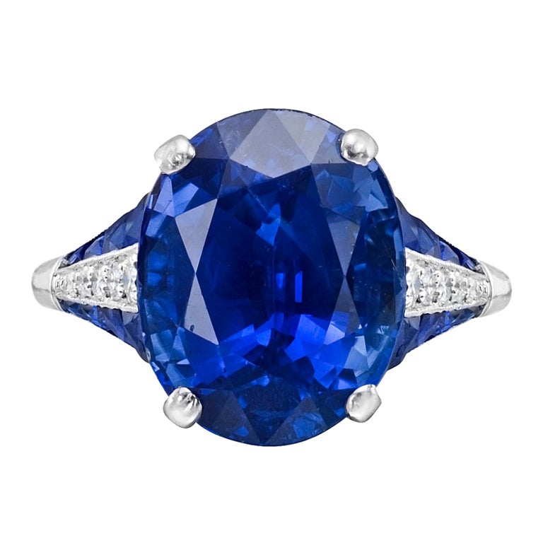 Oval-Shaped Burmese Sapphire & Diamond Ring