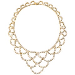 VAN CLEEF & ARPELS Gold & Diamond Scalloped Collar Necklace