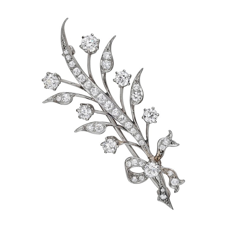 TIFFANY & CO. Diamond Foliate Spray Brooch