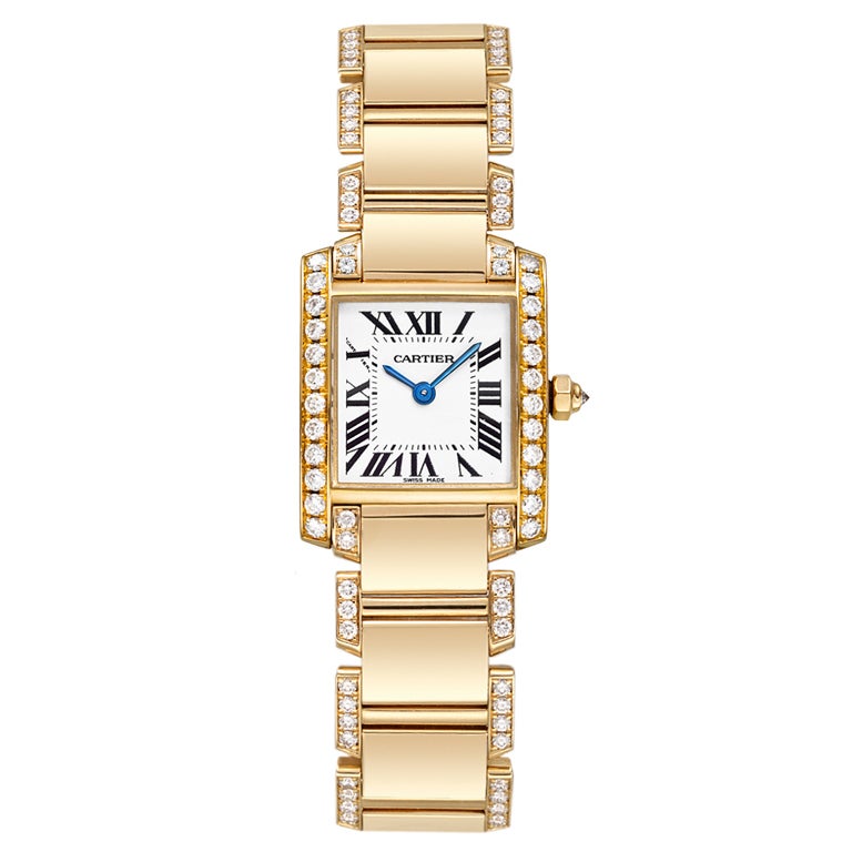 CARTIER Lady's Yellow Gold and Diamonds Tank Francaise Watch