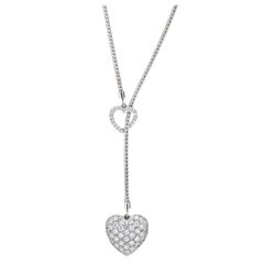 TIFFANY & CO. Platinum & Pavé Diamond Heart Pendant Necklace
