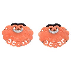 SEAMAN SCHEPPS Carved Pink Coral Earclips