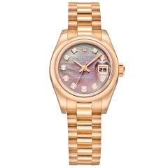 ROLEX Rose Gold Lady-Datejust President Wristwatch Ref 179165