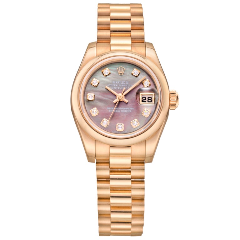ROLEX Rose Gold Lady-Datejust President Wristwatch Ref 179165 For Sale