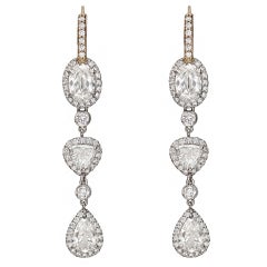 Elegant Mixed-Cut Diamond Drop Earrings