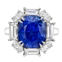 7.11 Carat Ceylon Sapphire & Diamond Cluster Ring