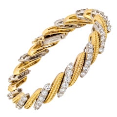 Gold & Diamond Diagonal Link Bracelet
