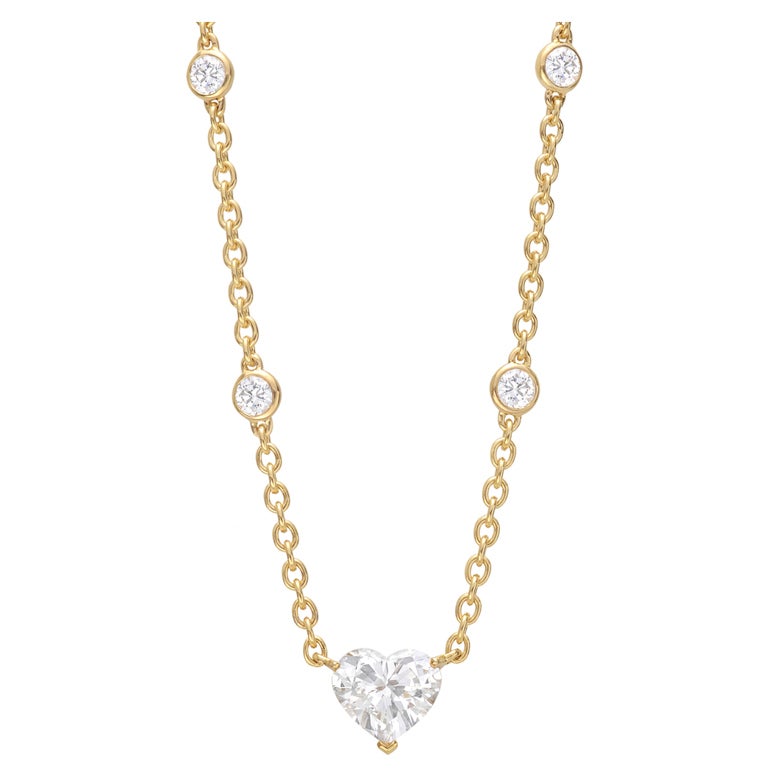 CARTIER Diamond Station Necklace with Heart-Shaped Diamond