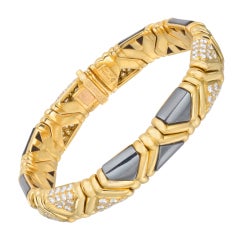 BULGARI Gold, Hematite & Pavé Diamond Bracelet