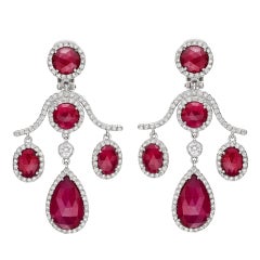 Vintage FRED LEIGHTON Ruby & Diamond Chandelier Earclips