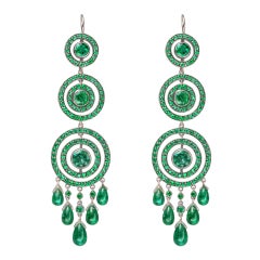 FRED LEIGHTON Emerald Concentric Circle Drop Earrings at 1stDibs