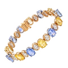 OSCAR HEYMAN Multicolored Sapphire & Pavé Diamond Link Bracelet