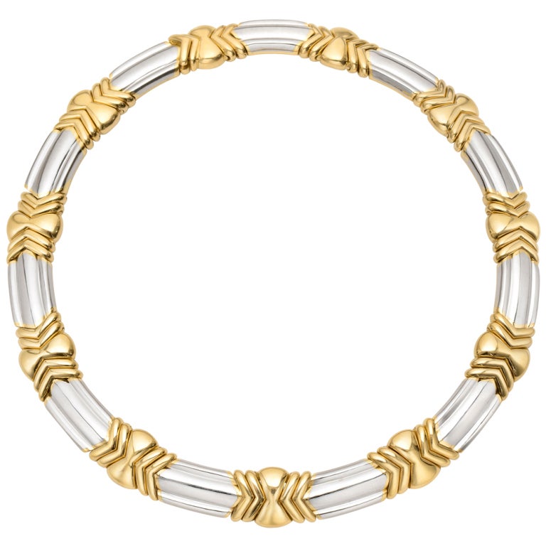 BULGARI Yellow & White Gold Link Collar Necklace