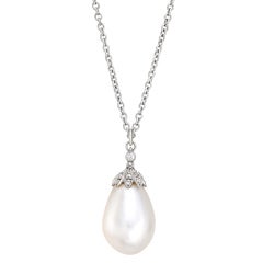 Elegant Natural Pearl & Diamond Pendant