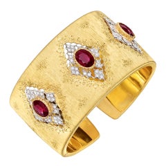 BUCCELLATI Gold, Ruby & Diamond Wide Cuff