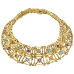 HAMMERMAN BROTHERS Gold Gem-Set Lattice Choker