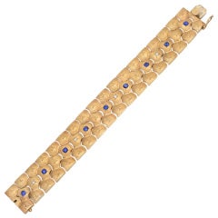 Gold & Gem-Set Wide Panel Link Bracelet