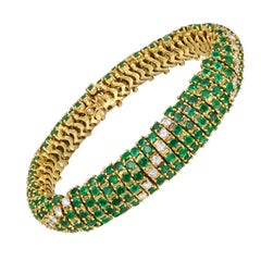 Emerald & Diamond Bombé Link Bracelet
