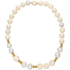 Trianon Mammoth Ivory Bead & South Sea Pearl Necklace