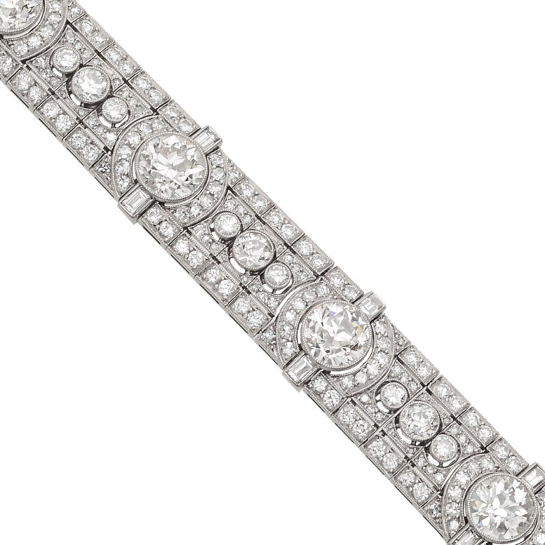 Art Deco Old Mine Cut Diamond Bracelet (~18.5 ct tw)