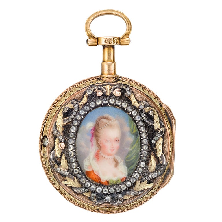 Lapine Paris Madame de Pompadour Portrait Pocket Watch For Sale