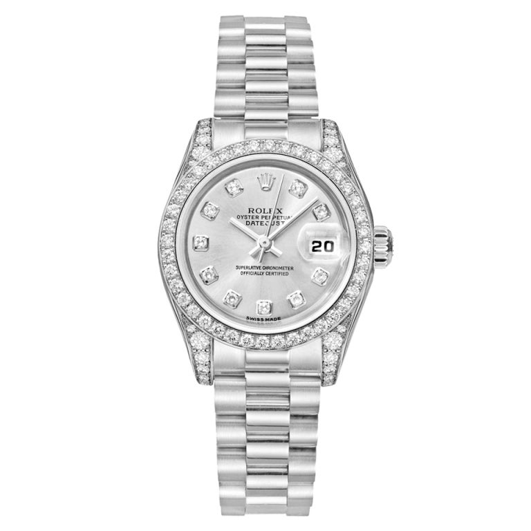 Rolex White Gold and Diamonds Lady Datejust President Wristwatch