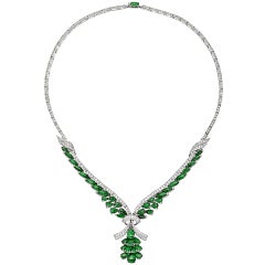 Carved Jade & Diamond Collar Necklace