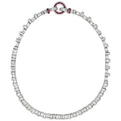 Step-Cut Diamond "Block" Link Necklace Step-Cut Diamond "Block" Link Necklace