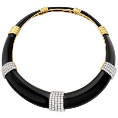 Black Onyx 
Pavé Diamond Choker Necklace